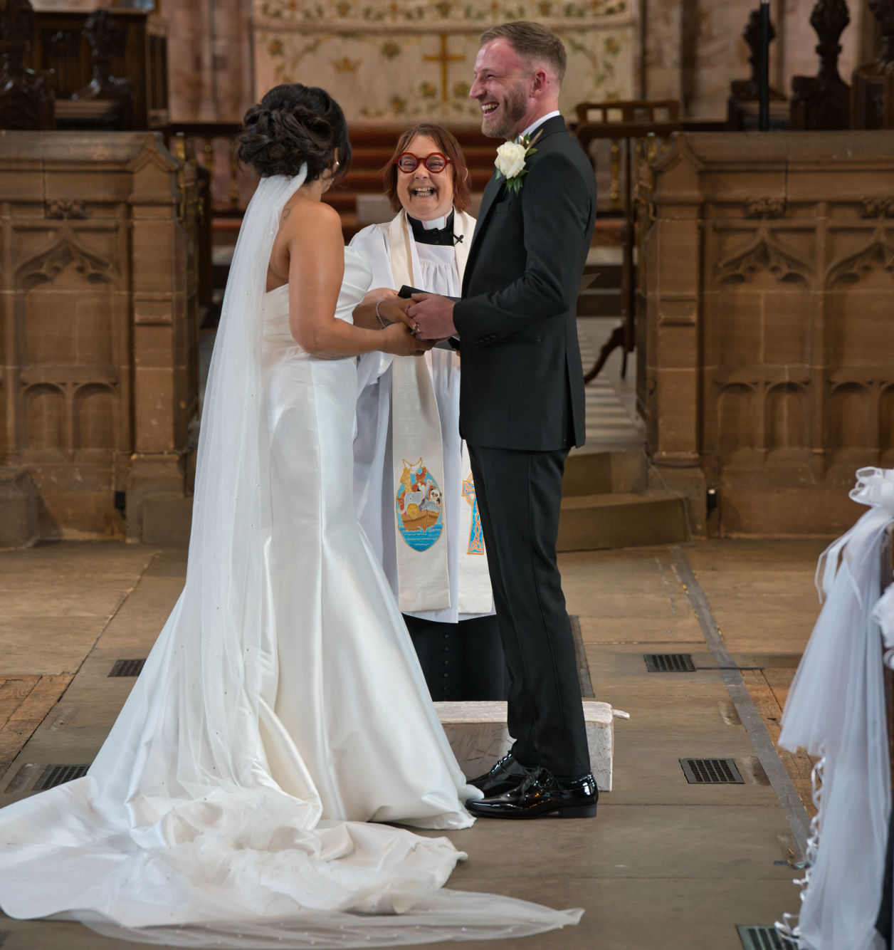 Young couple getting married at St George’s Church Stockport